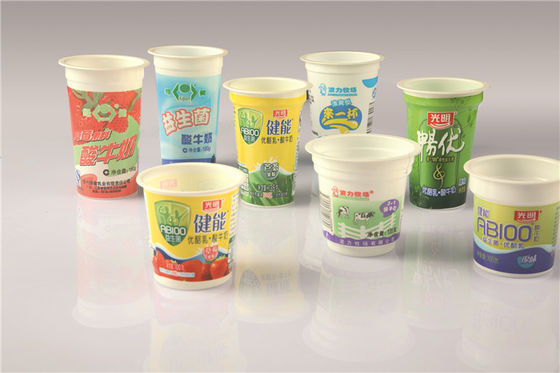 Plastica su ordinazione eliminabile/pp/PS di tazze del yogurt con l'etichetta stampata degli strizzacervelli